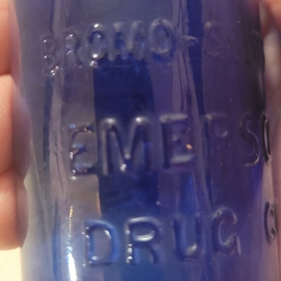 Antique BROMO SELTZER 4" Bottle Cobalt Blue Emerson Drug Co. Baltimore MD 1920s - Picture 9 of 10